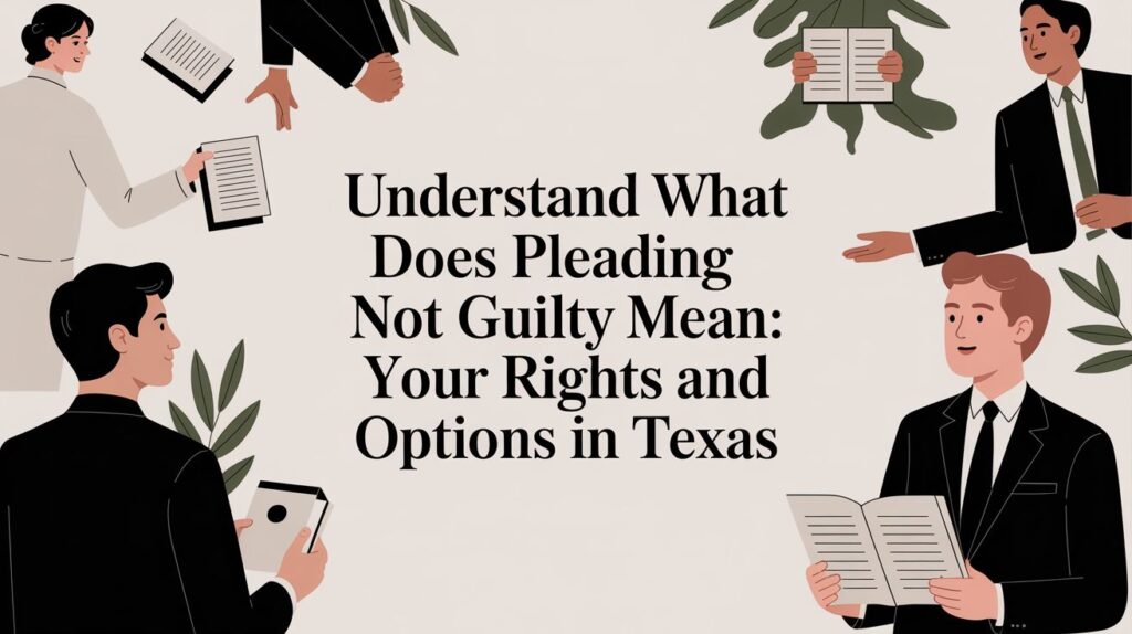 Understand what pleading not guilty means in Texas, featuring diverse individuals discussing legal rights and options.