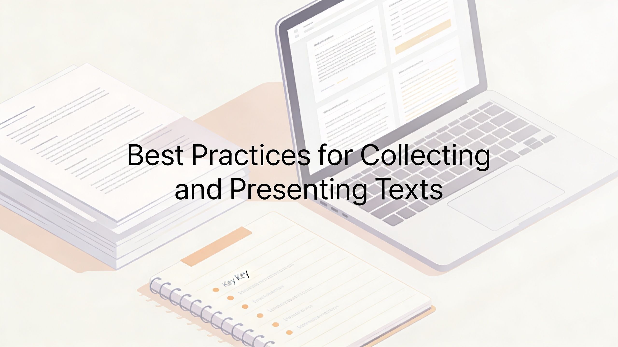 A laptop, a stack of papers, and a notebook on a desk illustrating digital documentation practices.